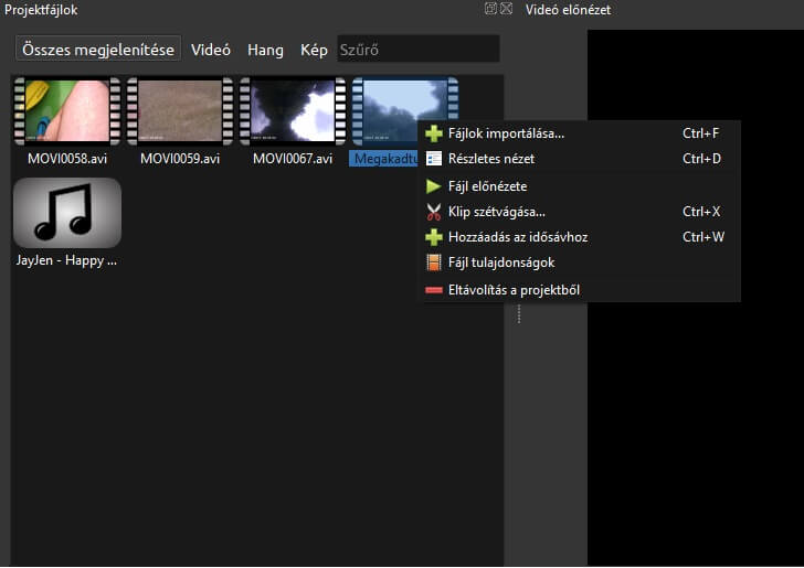 Openshot video editor használata